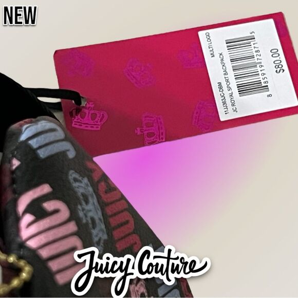 New NWT Juicy Couture Logo design Royal Sports Backpack Book bag with coin pouch